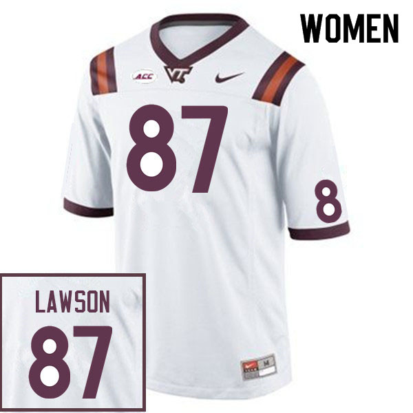 Women #87 Keli Lawson Virginia Tech Hokies College Football Jerseys Sale-White